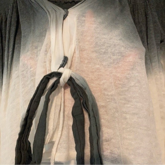 Ryu Linen Blend Ombre Lightweight Flowy Boho Hippie Tie Front Top size Medium - Picture 5 of 11